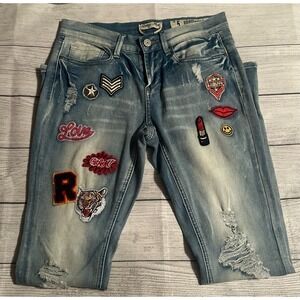 Indigo Rein Forever Jeans w/ Patches Juniors Sz 5